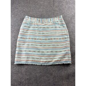 Ryan Michael Skirt Women's 10 Linen Aztec Print Lined Pockets Back Zip Western